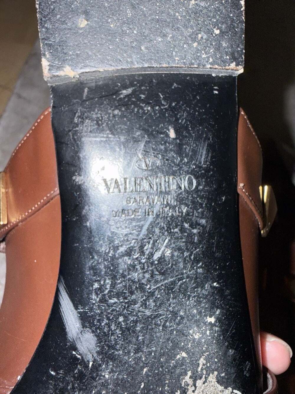 Valentino Garavani Roman Stud Leather Ankle Strap Flat Mules - Picture 6 of 8